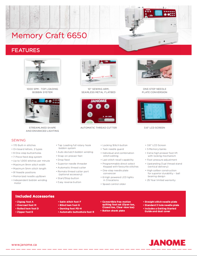 Janome MC6650 170 Stitch Sewing & Quilting Machine Fast Motor