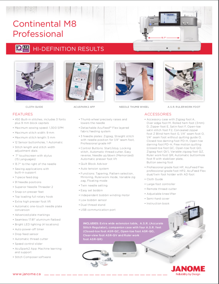 🇨🇦 Janome M8 Professional Continental Sewing Machine M8
